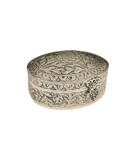 German silver fully carved rose design box
